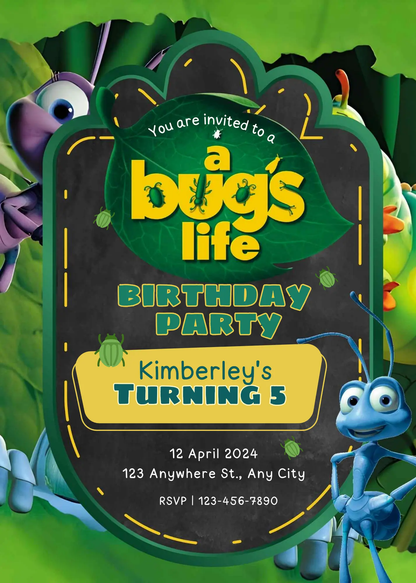 A Bugs Life Birthday Invitation Template - CreativeRino