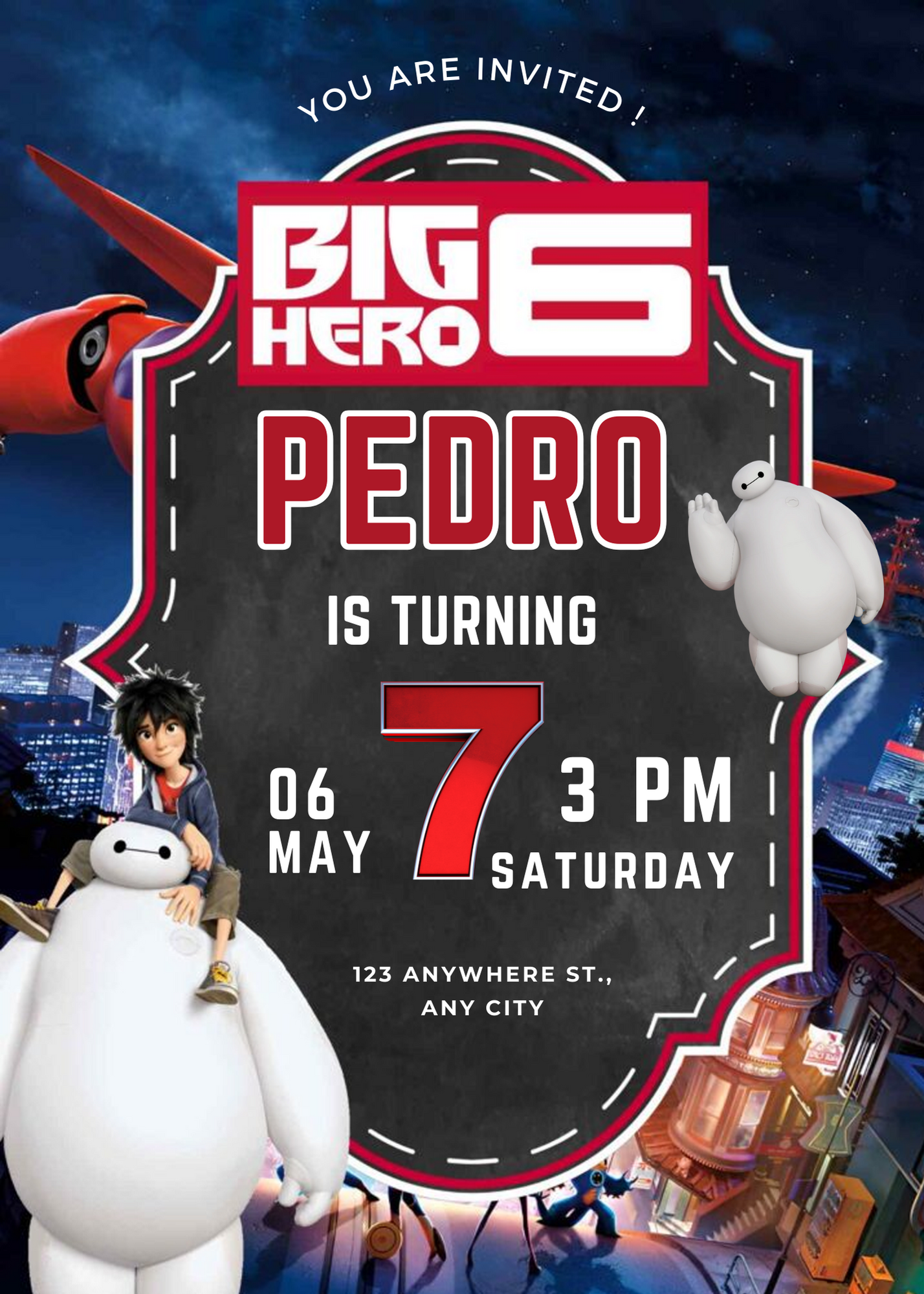 Big Hero 6 Birthday Invitation Template