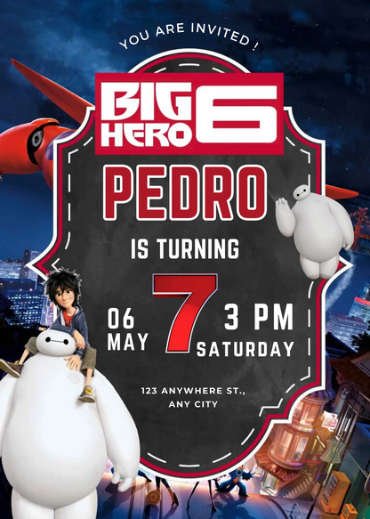 Big Hero 6 Birthday Invitation Template - CreativeRino