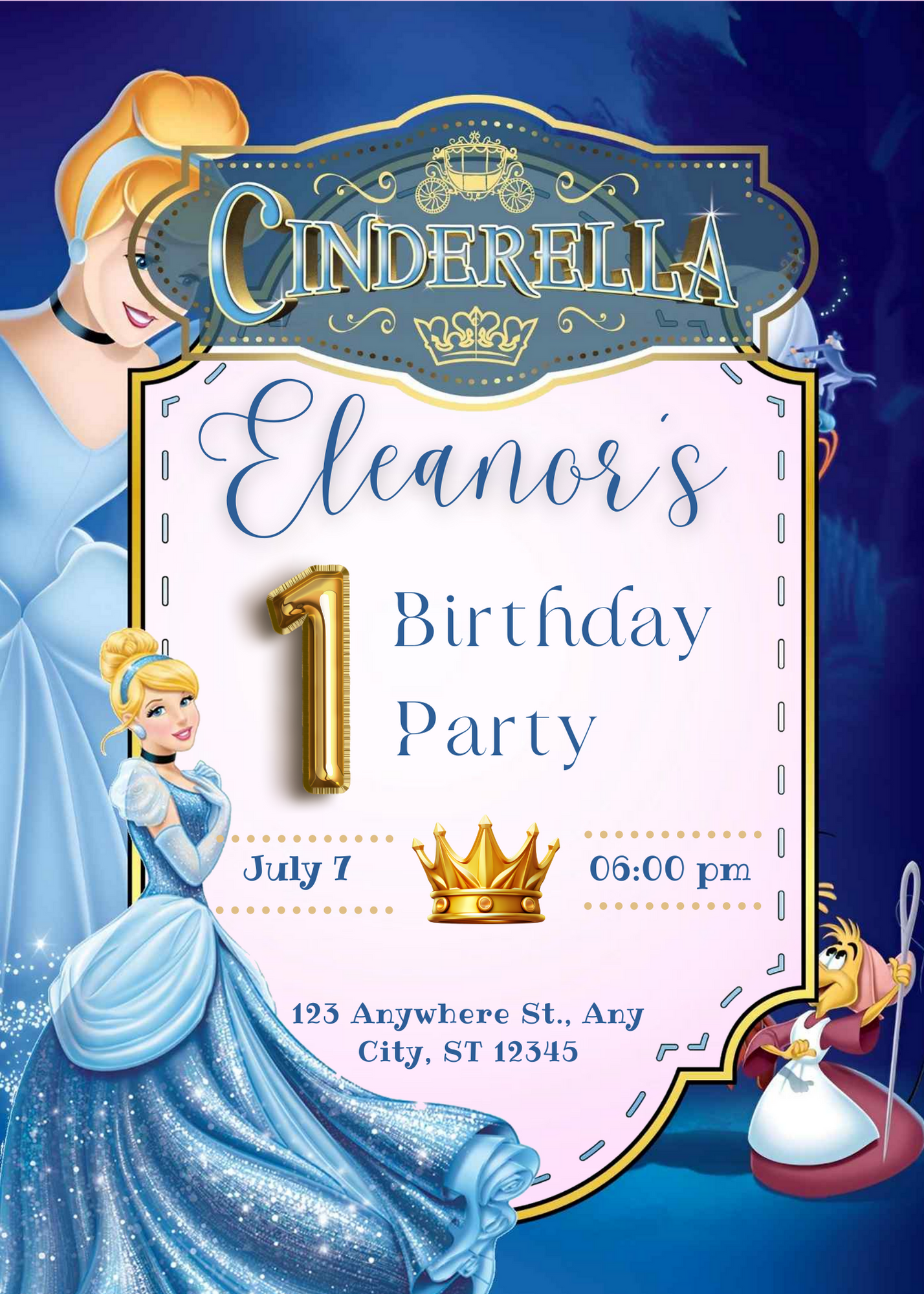 Cinderella Birthday Invitation Template