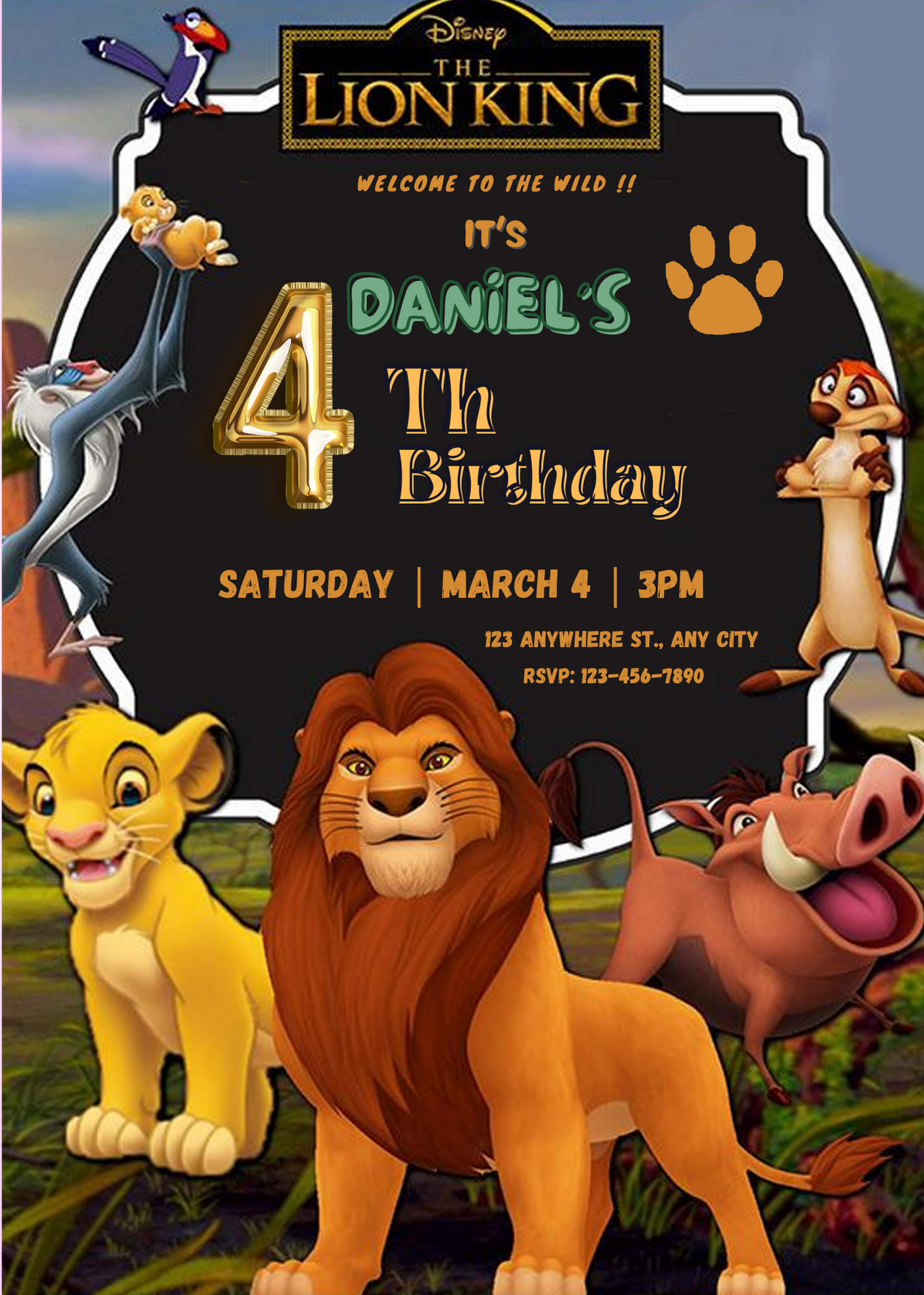 Lion King Birthday Invitation Template