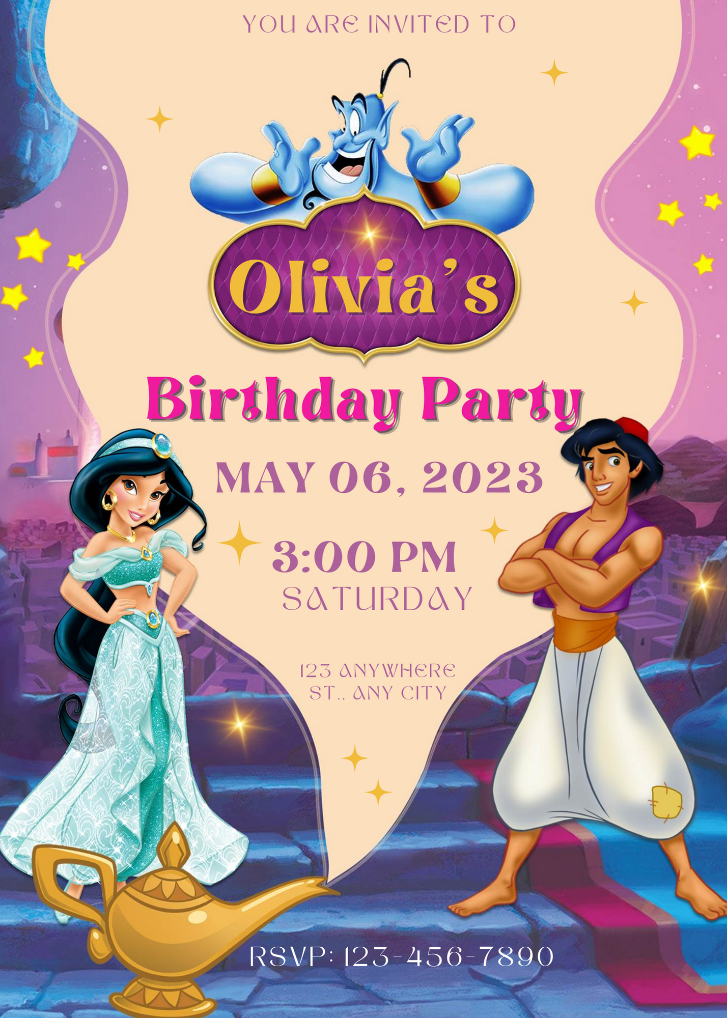 Aladdin Birthday Invitation Template