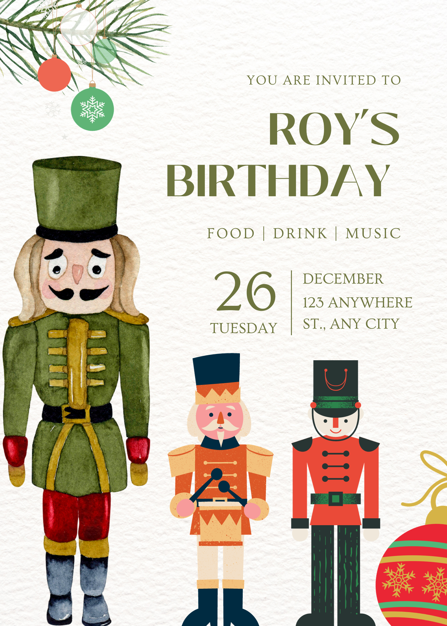 Nutcracker Birthday Invitation Template