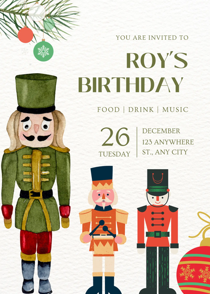 Nutcracker Birthday Invitation Template - CreativeRino