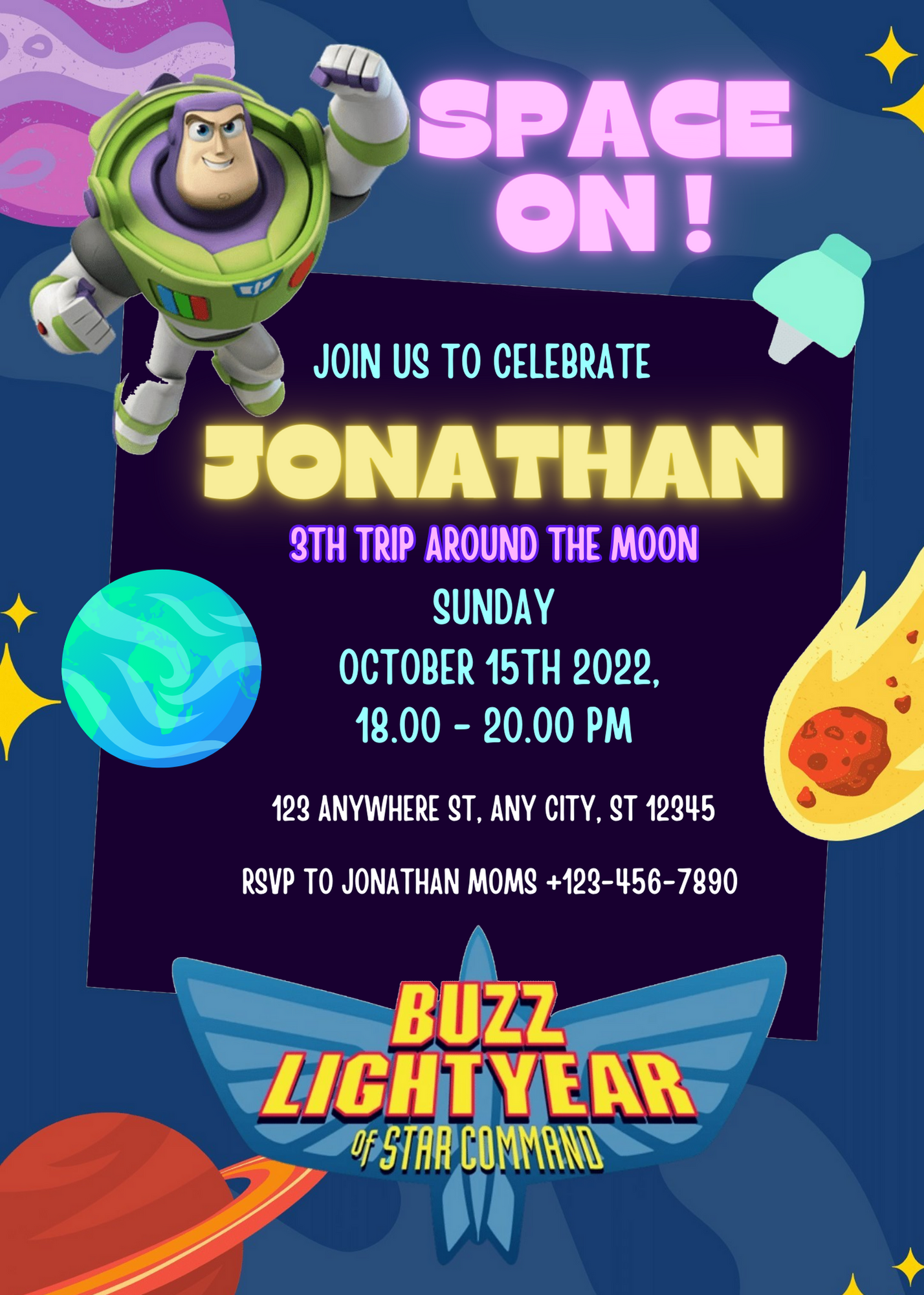 Buzz Lightyear Birthday Invitation Template