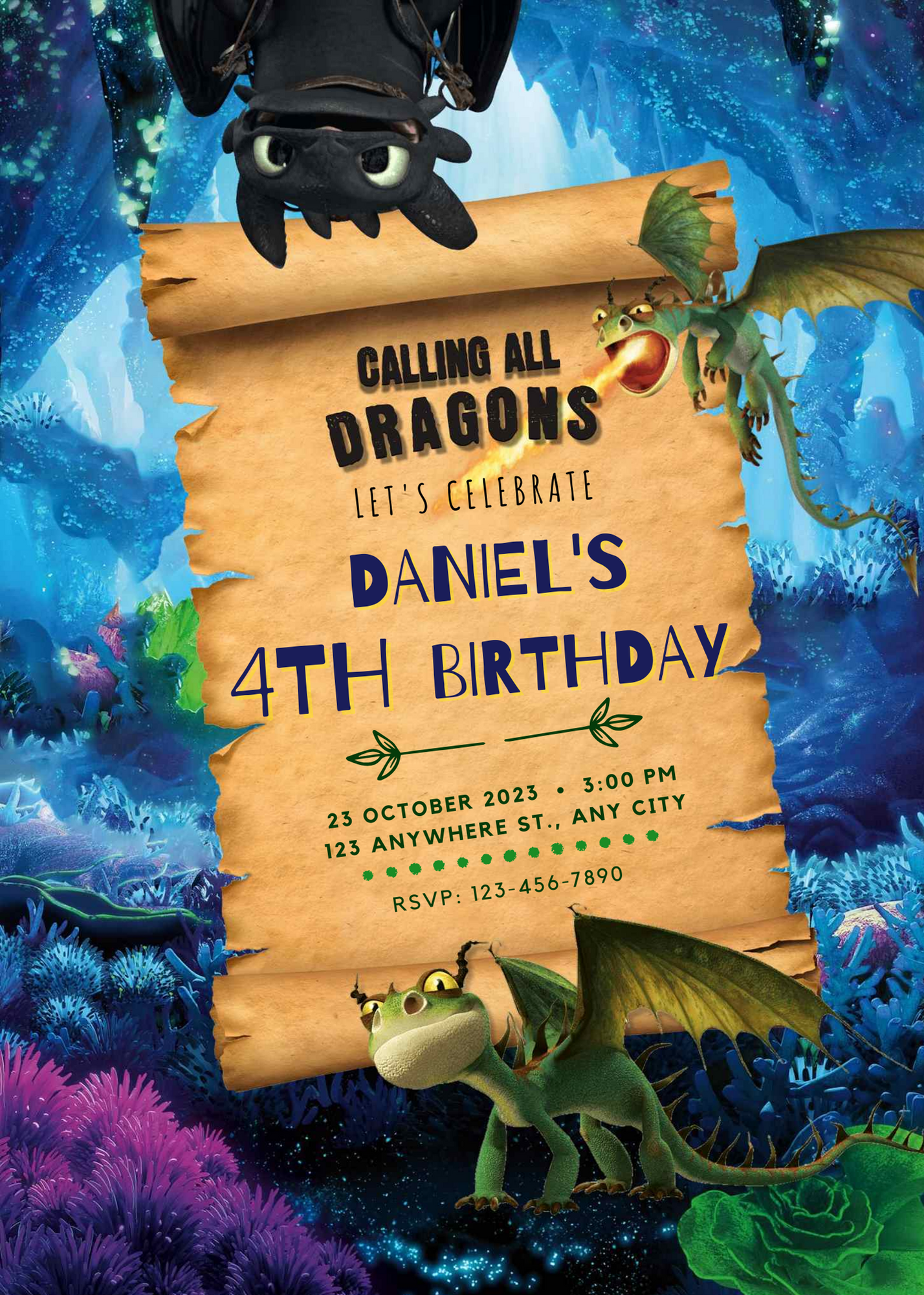 How to Train your Dragon Birthday Invitation Template