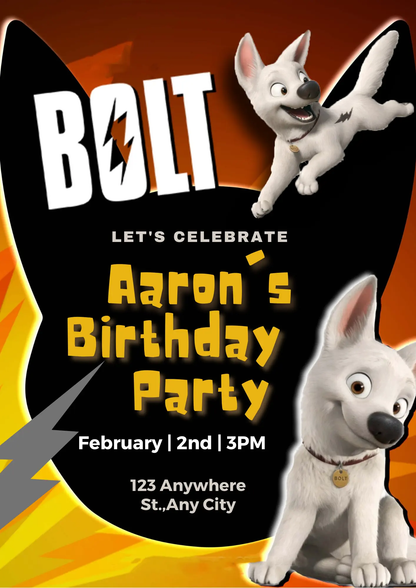 Bolt Birthday Invitation Template - CreativeRino
