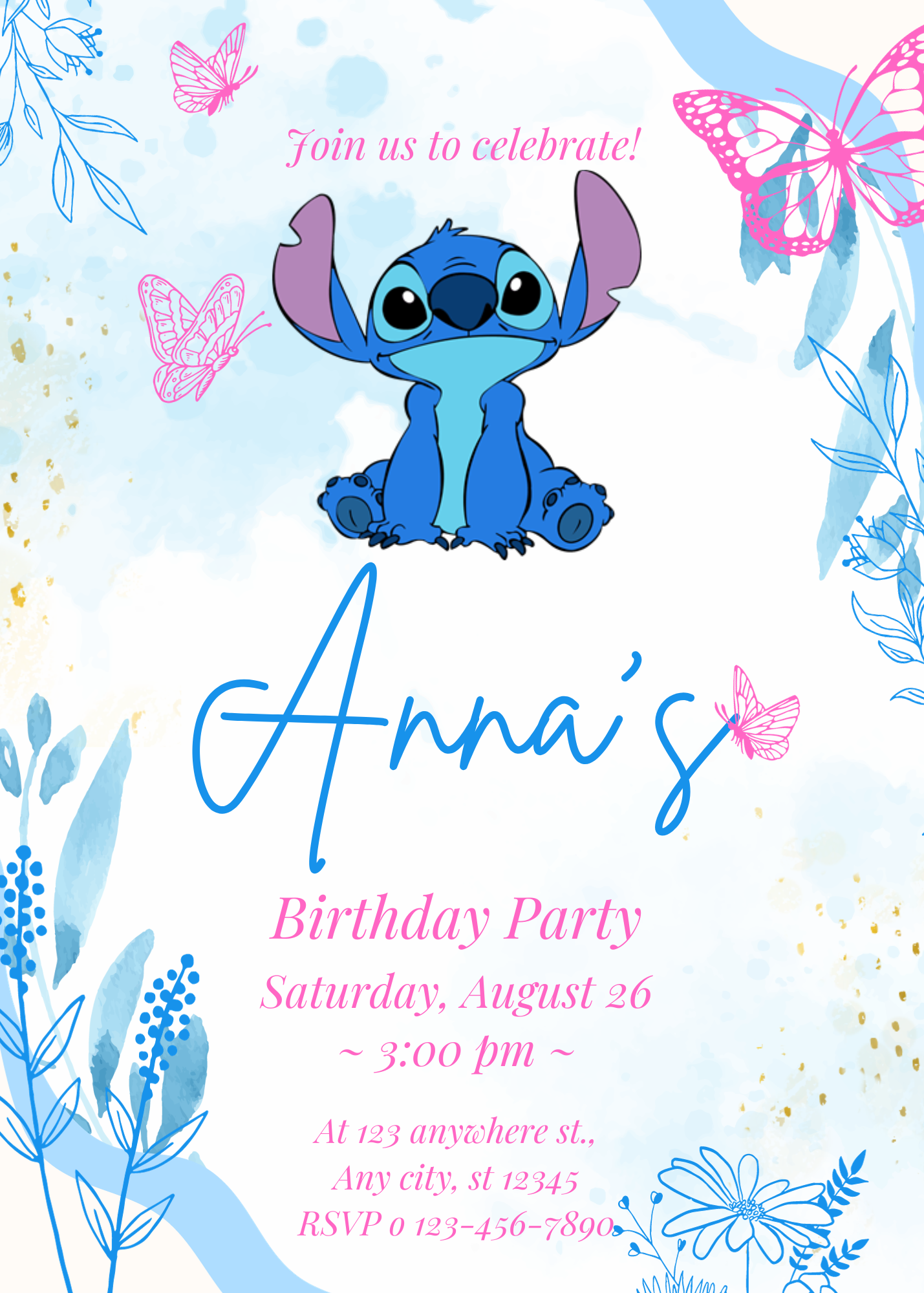 Stitch Birthday Invitation Template