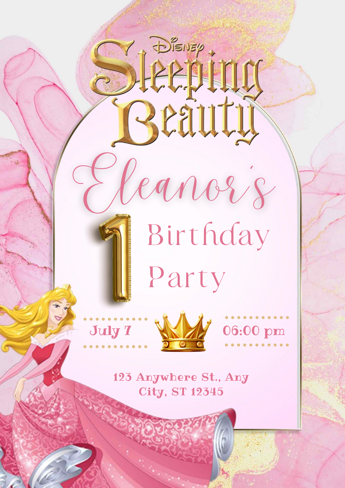 Sleeping Beauty Birthday Invitation Template