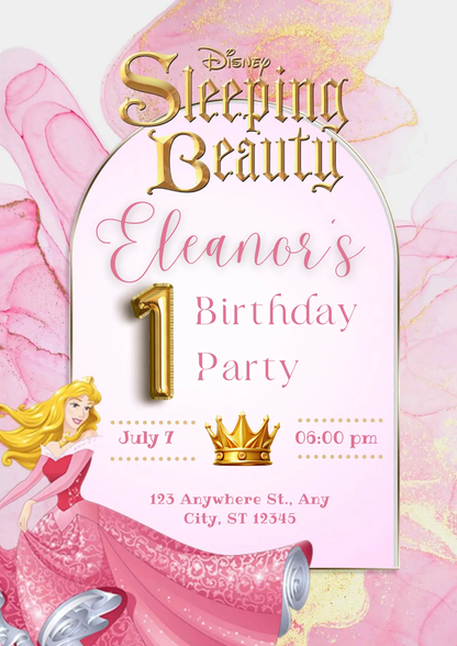 Sleeping Beauty Birthday Invitation Template - CreativeRino