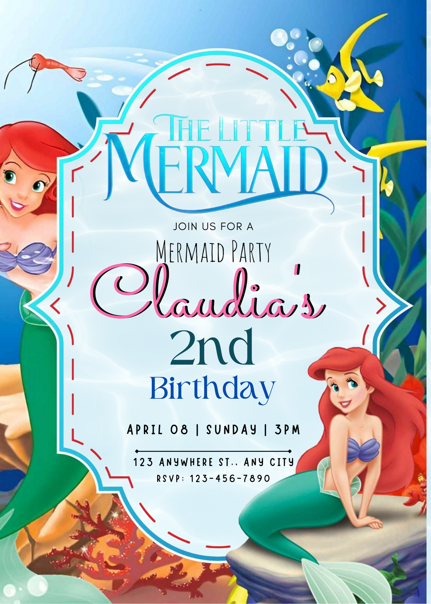 The Little Mermaid Birthday Invitation Template