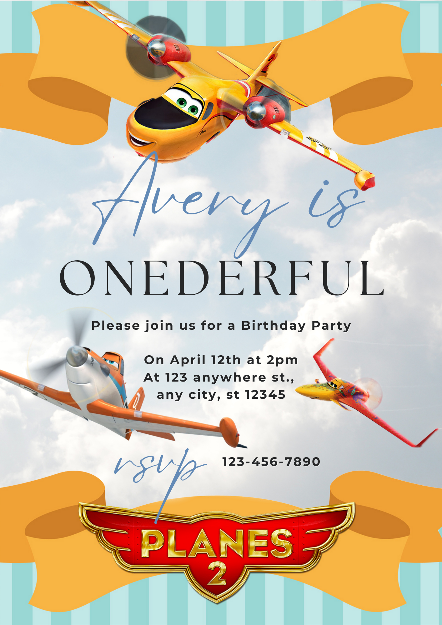 Planes Birthday Invitation Template