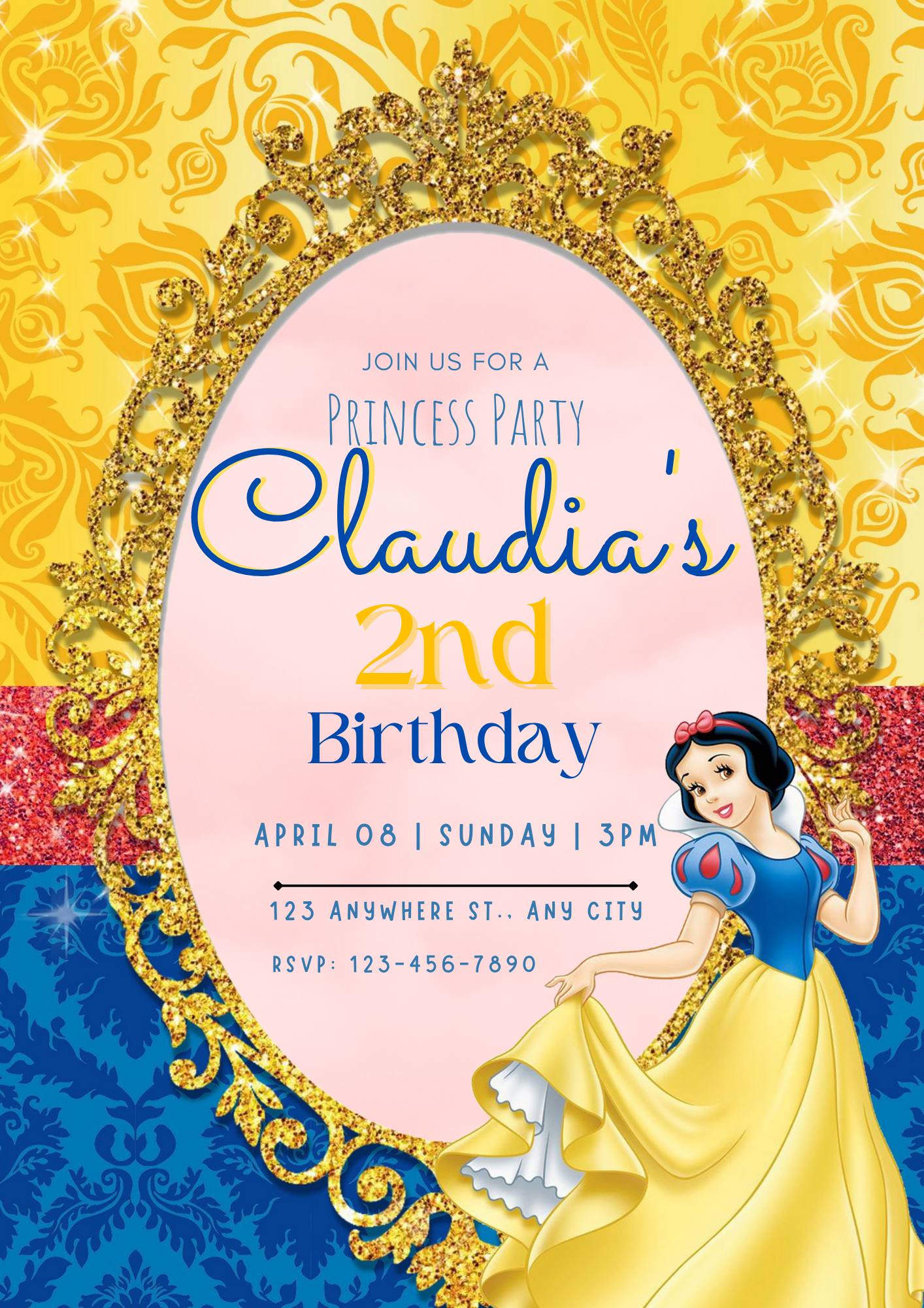 Princess Snow White Birthday Invitation Template