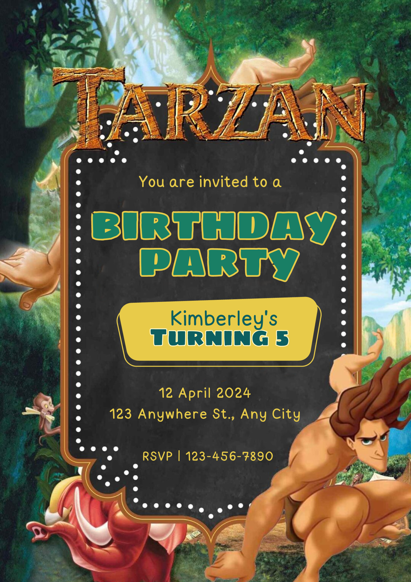 Tarzan Birthday Invitation Template