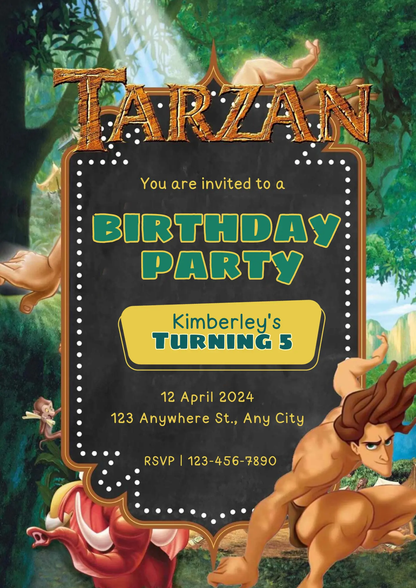 Tarzan Birthday Invitation Template - CreativeRino