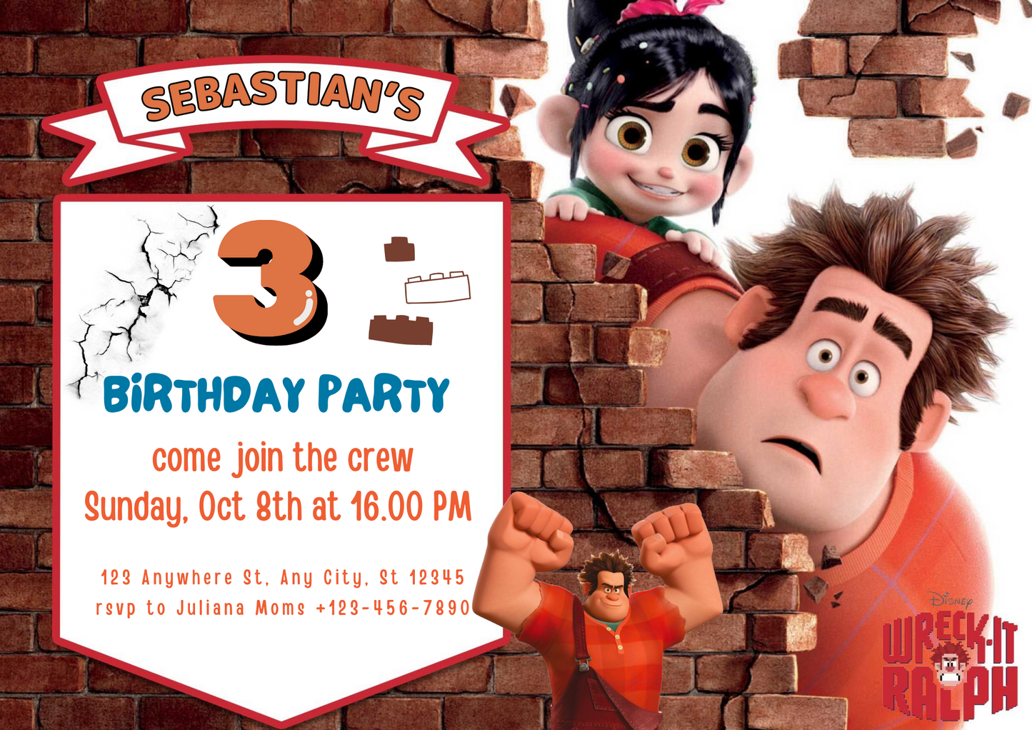 Wreck it Ralph Birthday Invitation Template