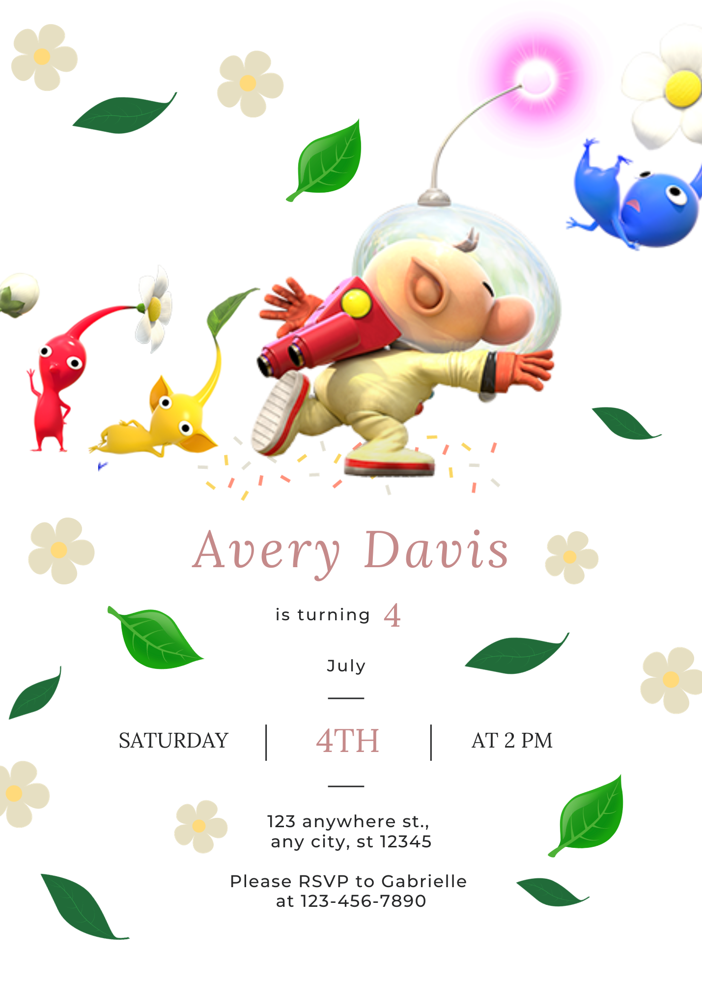 Pikmin Birthday Invitation Template