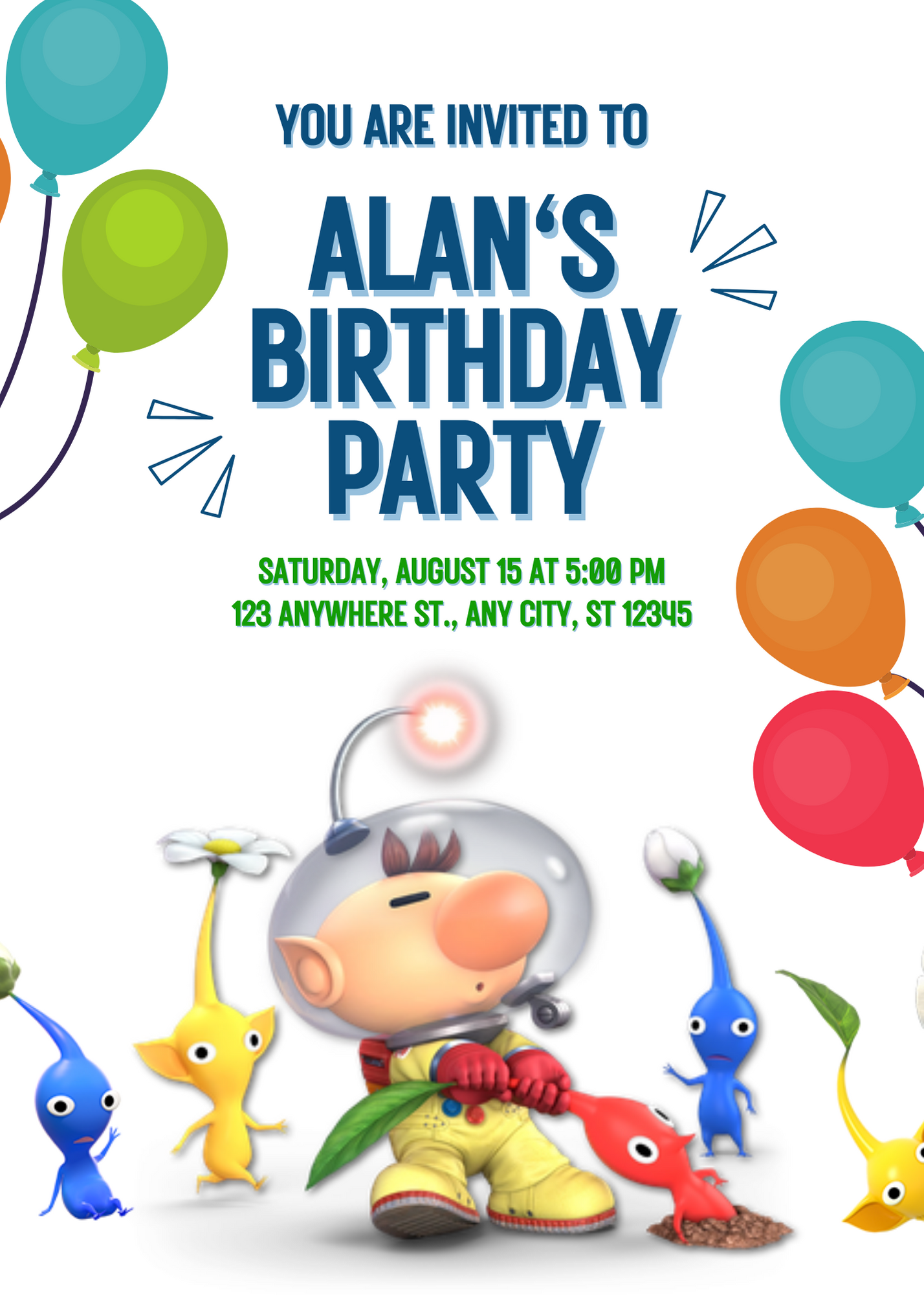 Pikmin Birthday Invitation Template