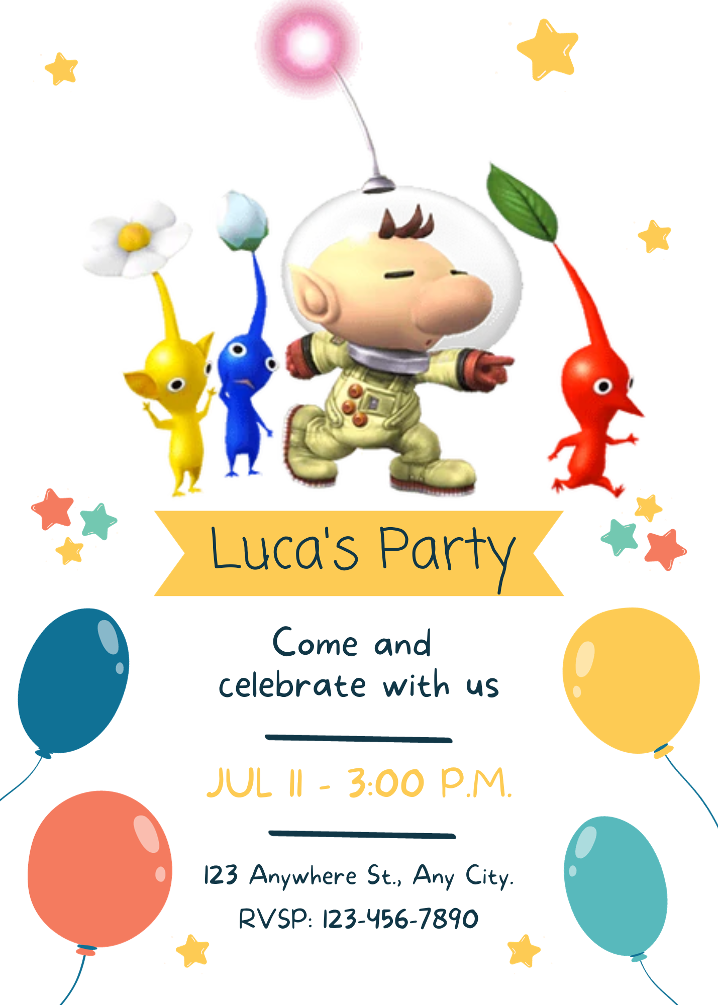 Pikmin Birthday Invitation Template