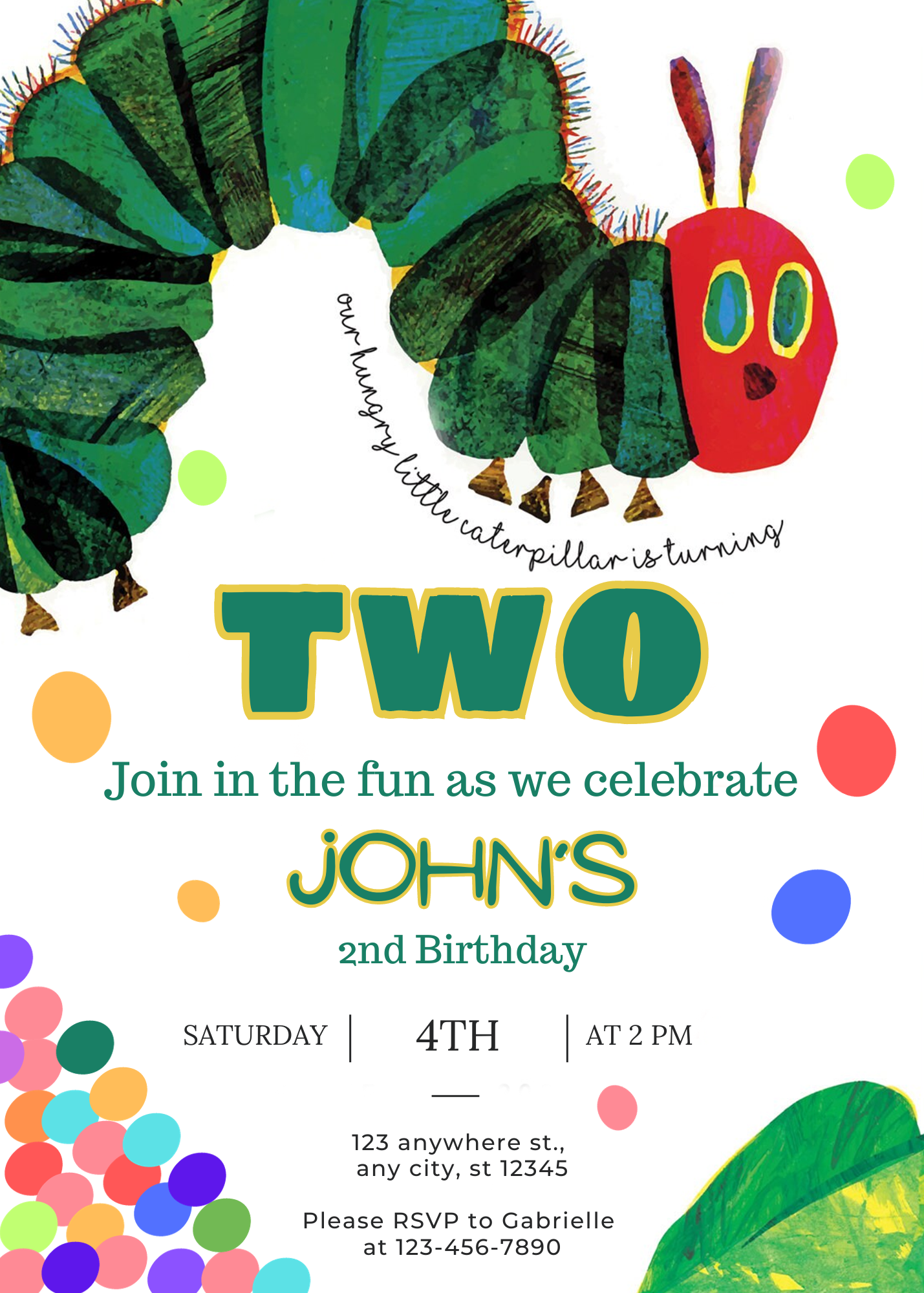 Very Hungry Caterpillar Birthday Invitation Template