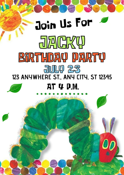 Very Hungry Caterpillar Birthday Invitation Template - CreativeRino