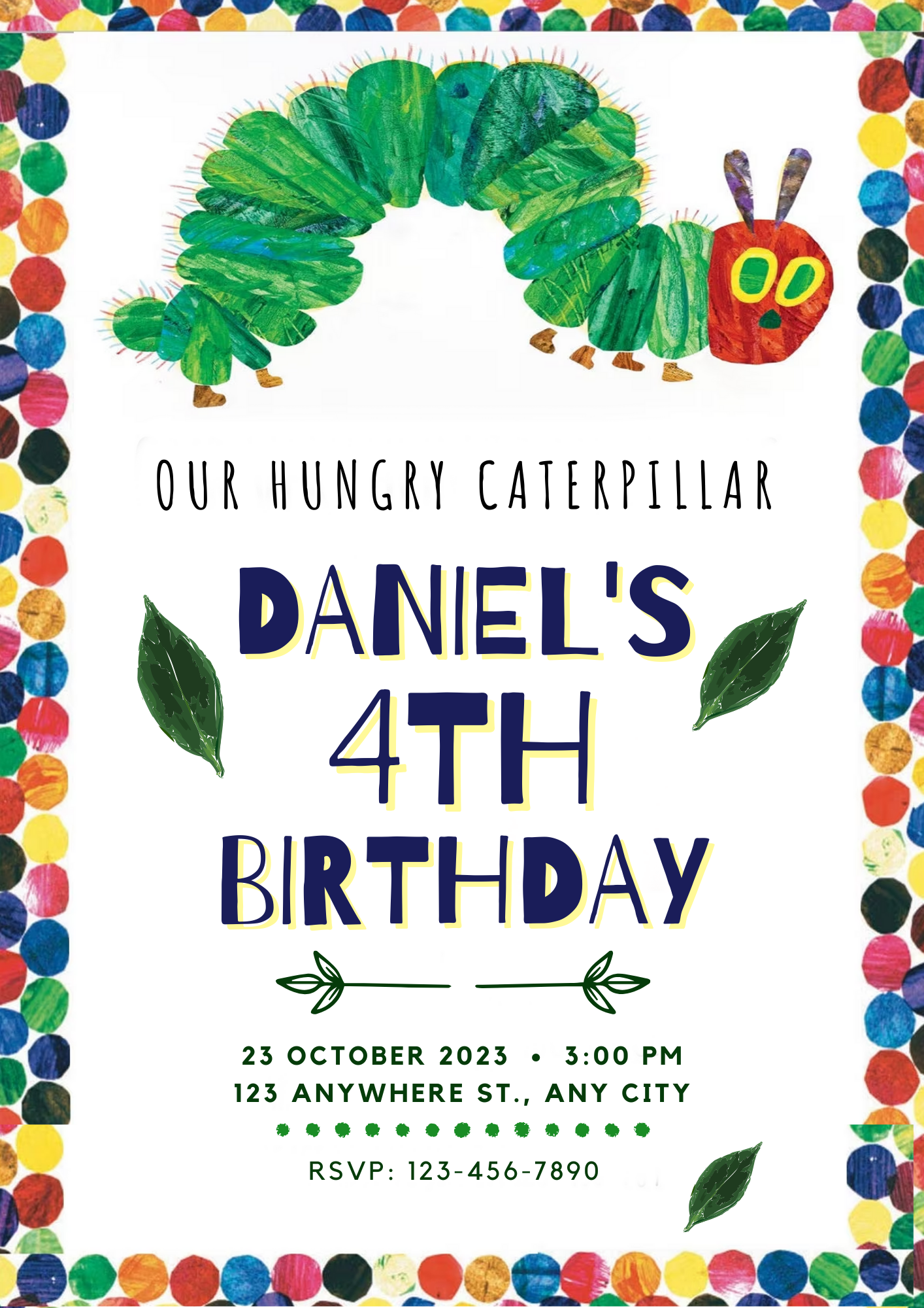 Very Hungry Caterpillar Birthday Invitation Template