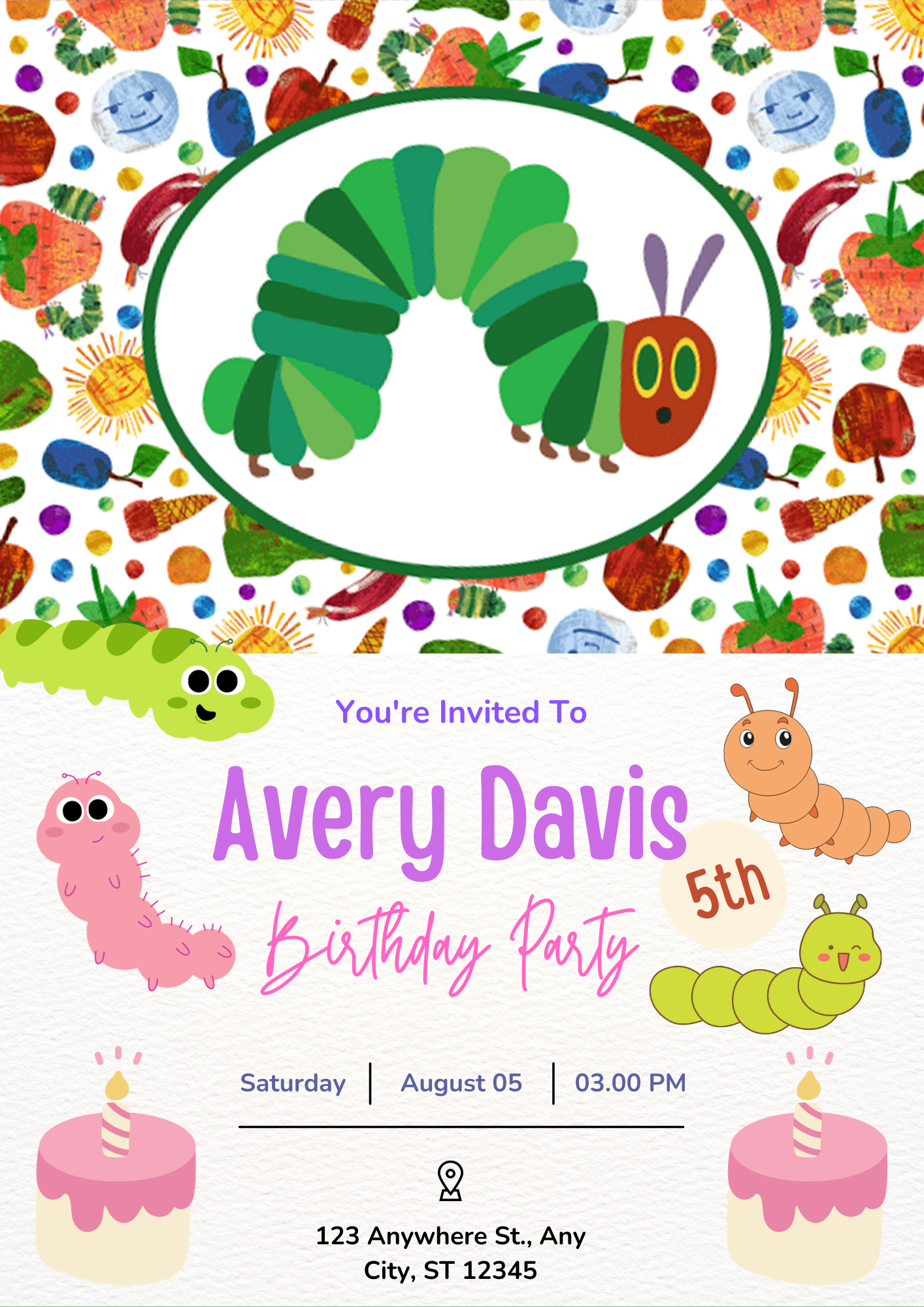 Very Hungry Caterpillar Birthday Invitation Template