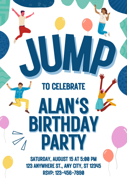 Jump Birthday Invitation Template - CreativeRino