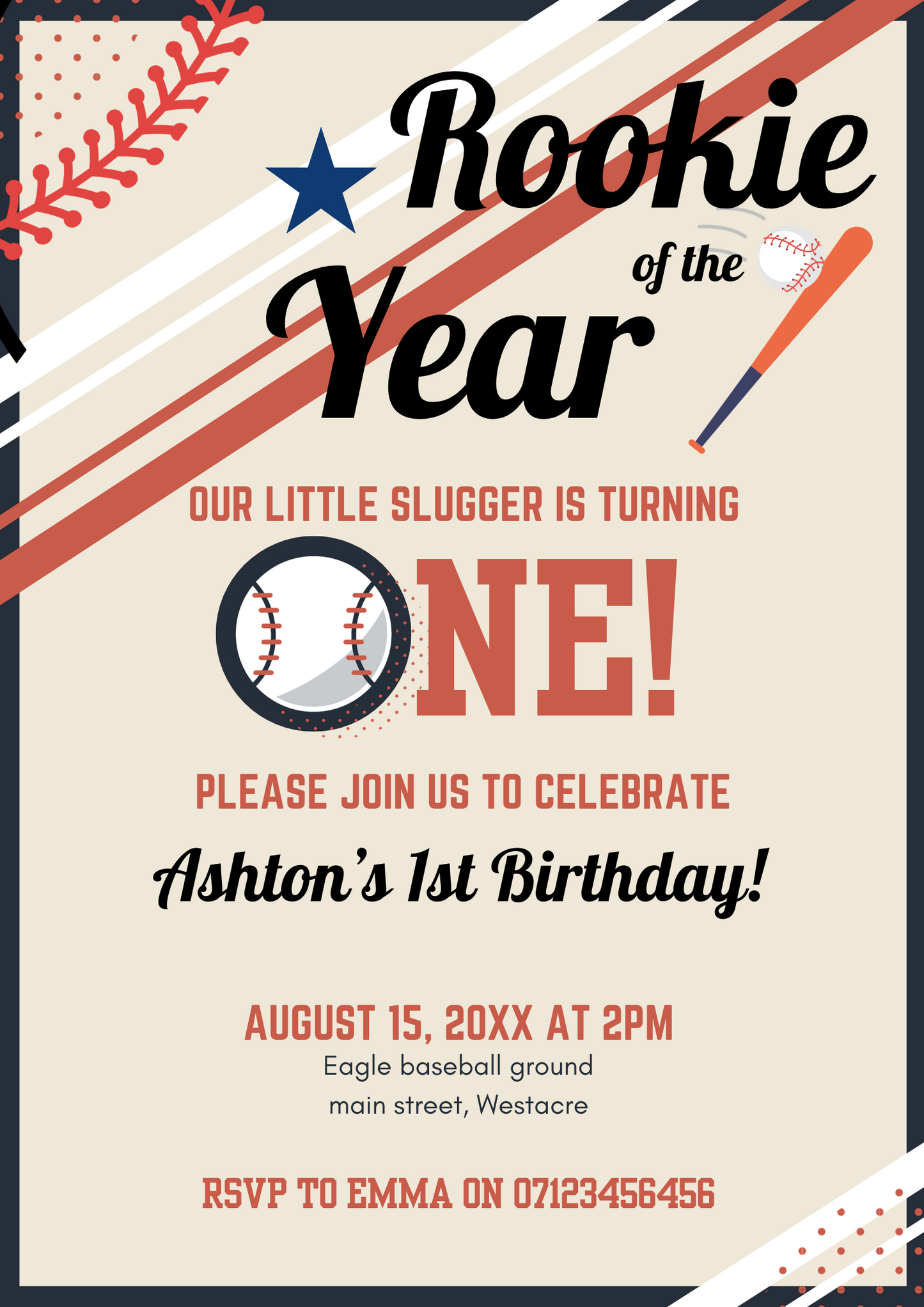 Baseball Birthday Invitation Template | Rookie of the Year