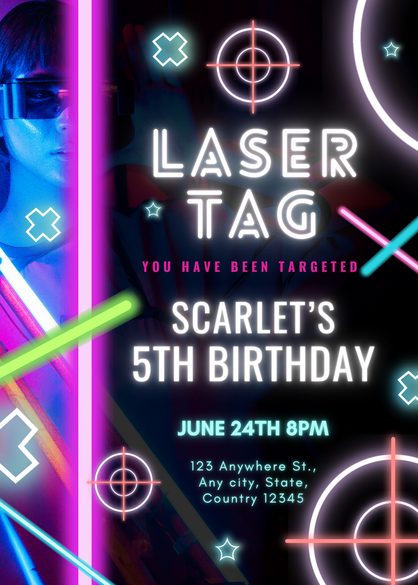 Laser Tag Gaming Birthday Invitation Template