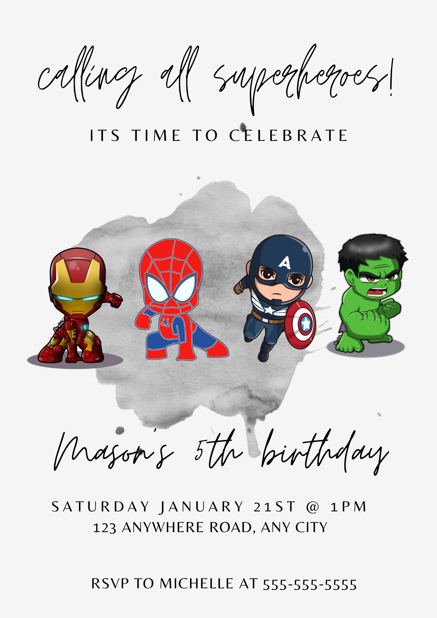 Marvel Avengers Birthday Invitation Template | Superhero Birthday Invite