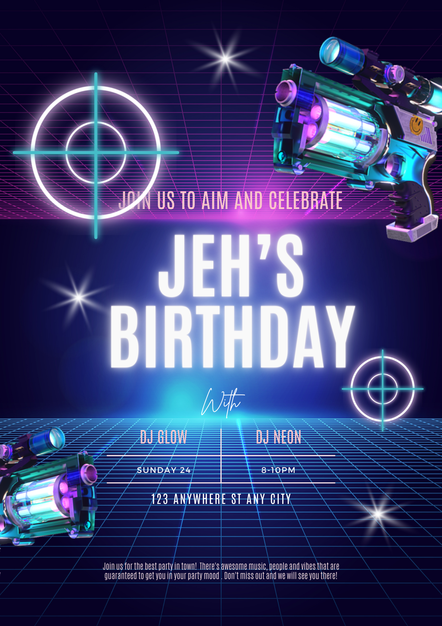 Laser Gun Birthday Invitation Template