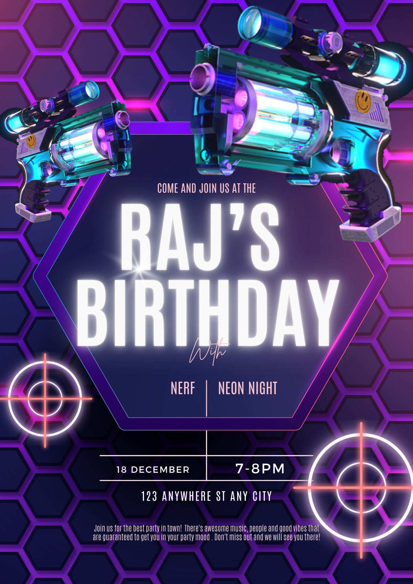 Nerf Dart Gun Birthday Invitation Template