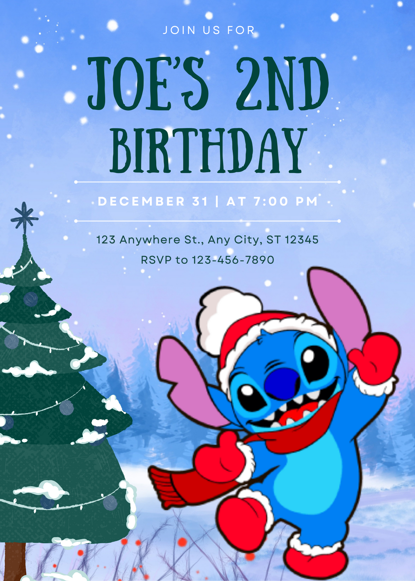 Stitch Christmas Birthday Invitation Template