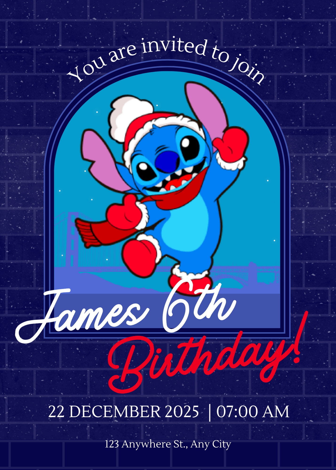 Stitch Christmas Birthday Invitation Template