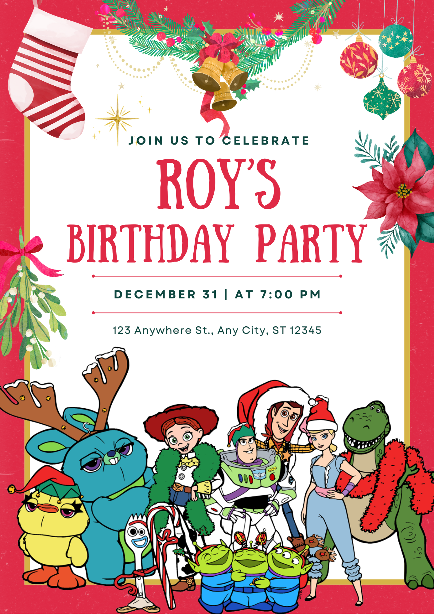 Toy Story Christmas Birthday Invitation Template