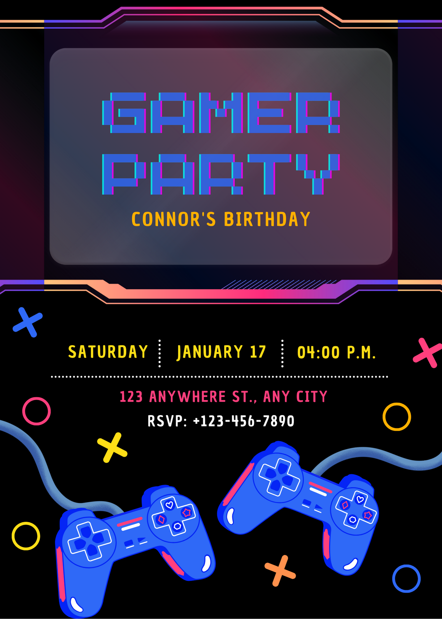 Gamer Birthday Invitation Template