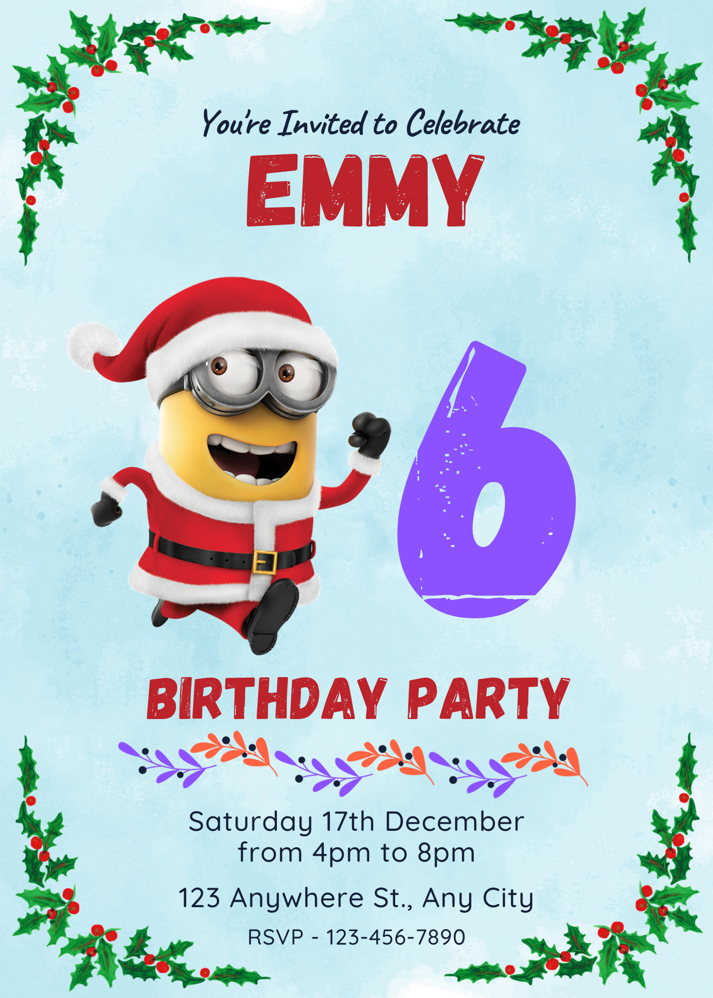 Minions Christmas Birthday Invitation Template