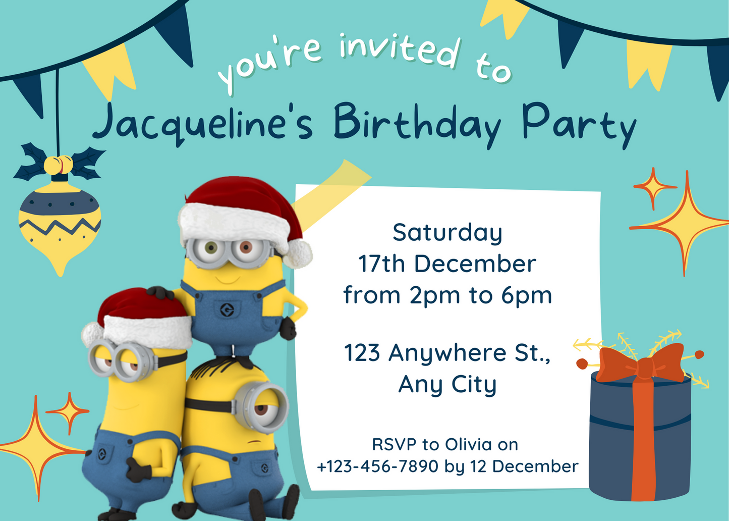 Minions Christmas Birthday Invitation Template