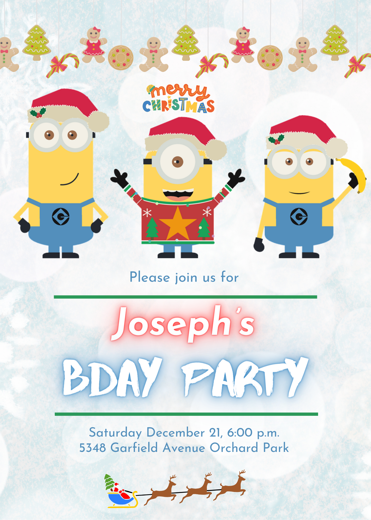 Minions Christmas Birthday Invitation Template