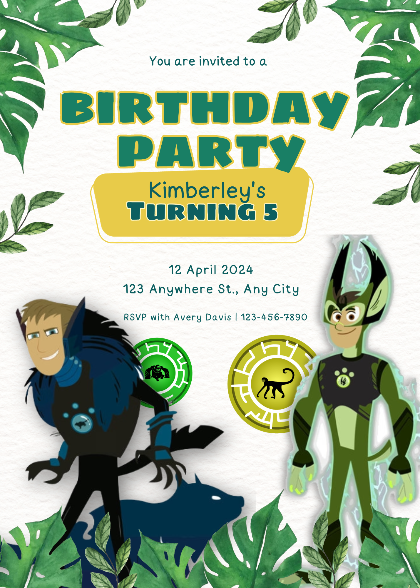 Wild Kratts Birthday Invitation Template