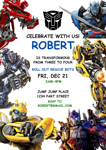 Rescue Bots Transformers Birthday Invitation Template - CreativeRino