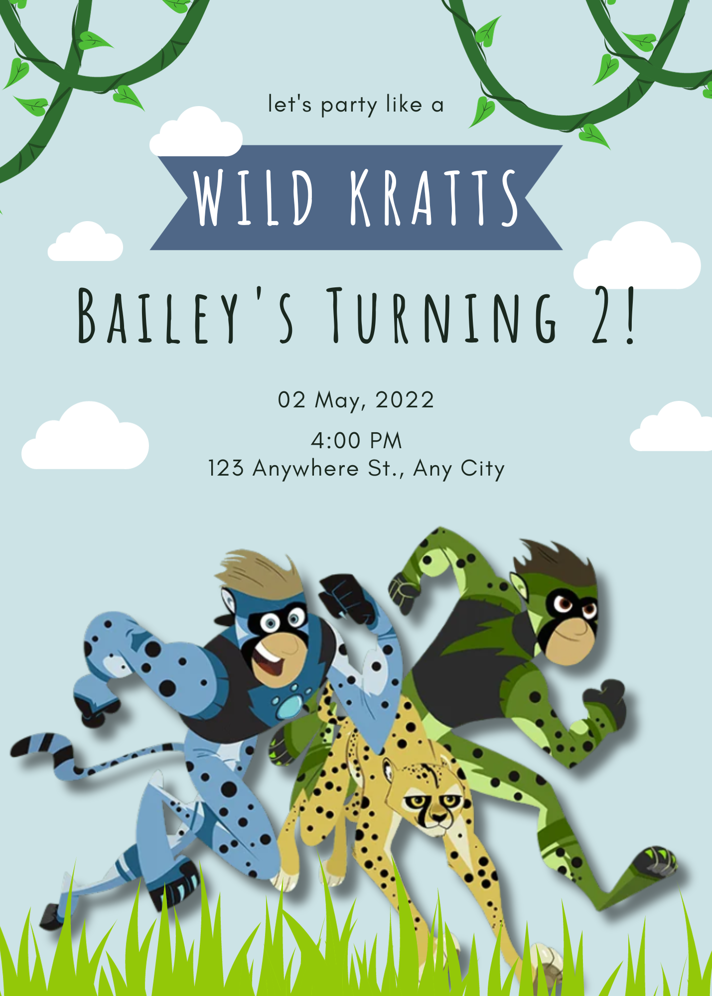 Wild Kratts Birthday Invitation Template