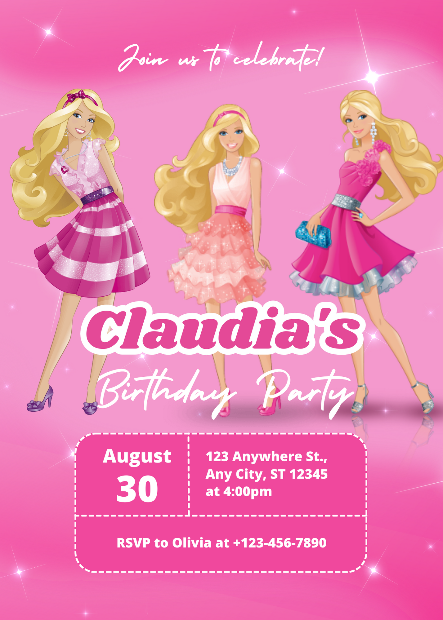 Barbie Doll Birthday Invitation Template