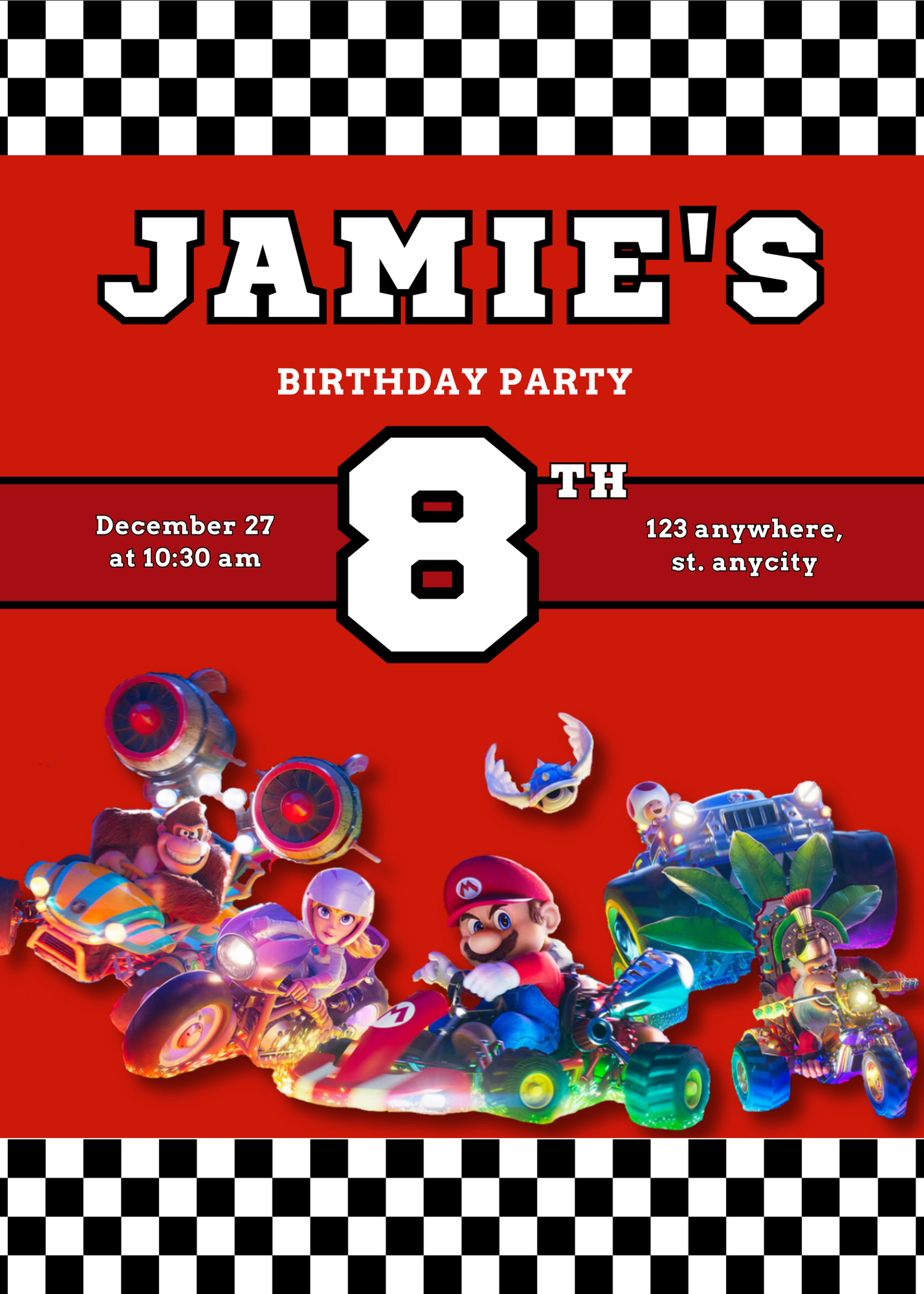 Super Mario Kart Birthday Invitation Template