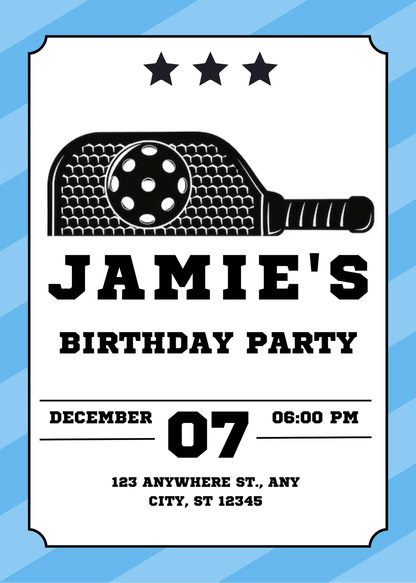 Pickleball Birthday Invitation Template - CreativeRino