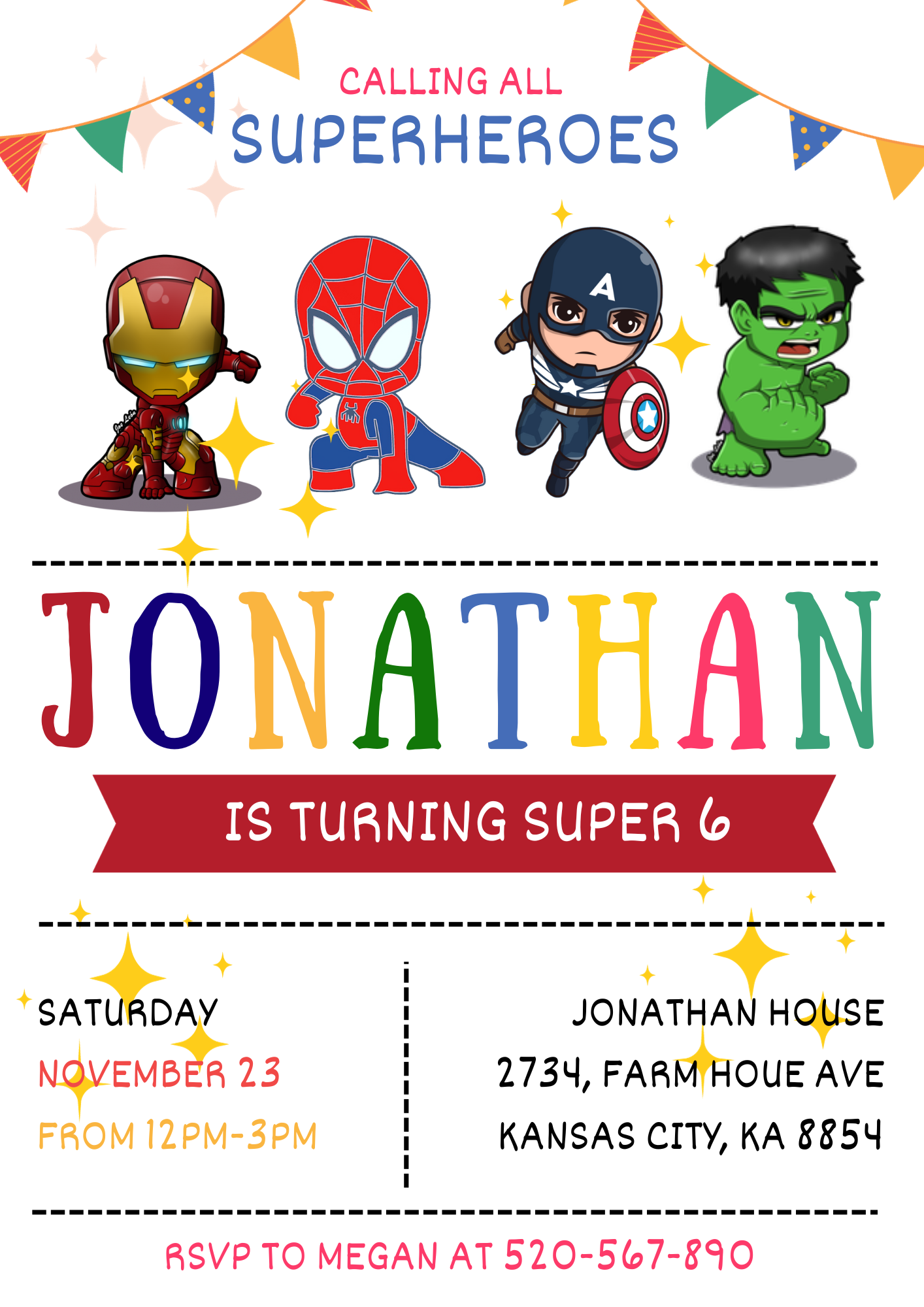 Superhero Birthday Invitation Template | Avengers Invite