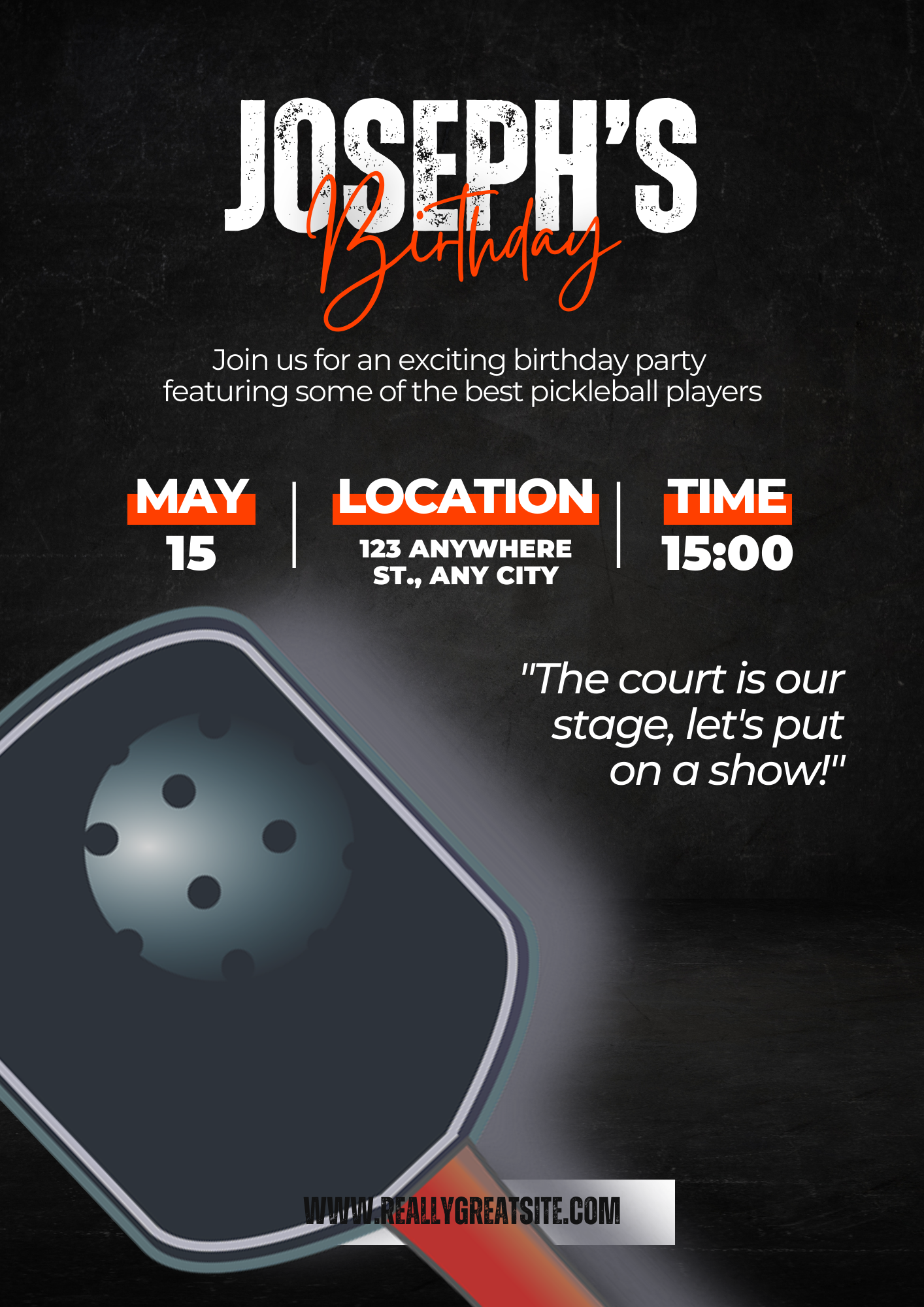 Pickleball Birthday Invitation Template