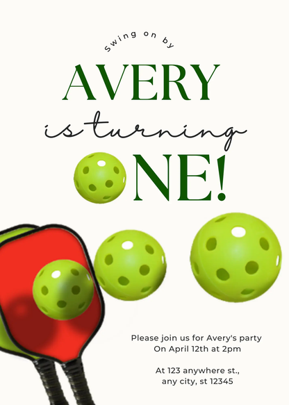 Pickleball Birthday Invitation Template - CreativeRino