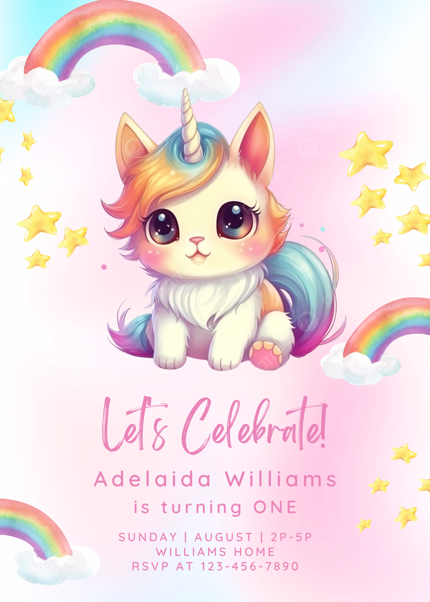 Caticorn Birthday Invitation Template